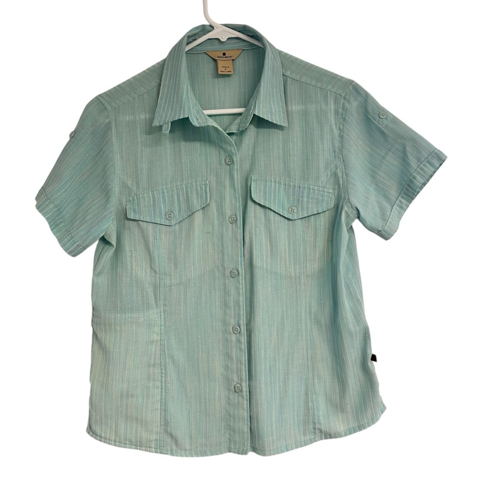 Woolrich Women's Button Down Shirt‎ - Light strips Green